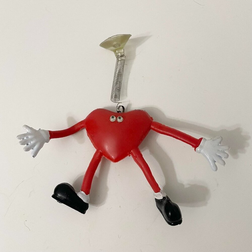 Vtg Heart Rubber Figure Window Cling Googly Eyes Toy